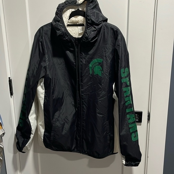 Victoria Secret PINK MSU Spartans Sherpa Lined Jacket - Picture 1 of 11